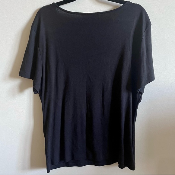 Karen Scott Black Embellished Neck Tee - Picture 2 of 4